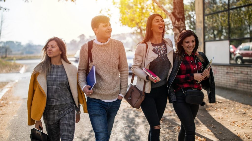 college students enjoying college town