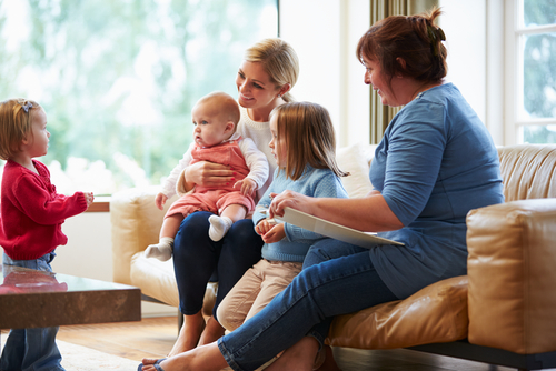 social worker with a family